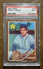 1962 Topps Baseball #156 Merritt Ranew PSA 7 NM