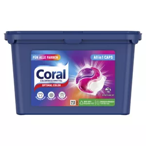 Coral Waschmittel All in 1 Caps Optimal Color 16 WL 0,339 kg Packung 4er Pack - Bild 1 von 4