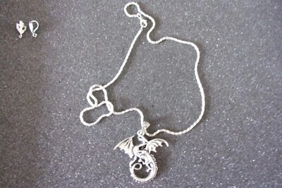 catenina  placcato argento  con drago - Immagine 1 di 2