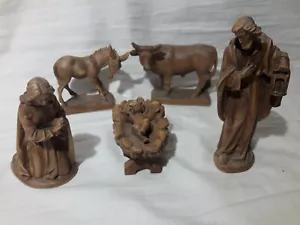 Krippe - Krippenfiguren 12 cm Holz Maria, Josef mit Jesuskind + Ochs und Esel - Bild 1 von 2