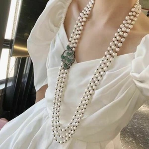 NEW DESIGN TRIPLE STRANDS SOUTH SEA WHITE PEARL NECKLACE - Picture 1 of 4