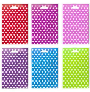 Large Polka Dot Plastic Party Bag Gift Sweet Treat Loot Party Bag Birthday UK - Picture 1 of 9