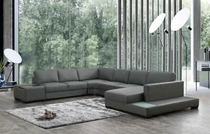 Grau Ecksofa Schwarz U-Form Luxus Stil Modern Wohnzimmer Sofa Kunstleder SOFORT - Bild 1 von 8
