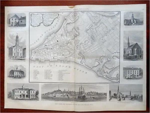 New York City 100 Years Ago Map Harper's Reconstruction Nast art 1876 issue - Picture 1 of 10