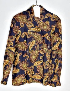 Blusa Dana Buchman Top Botón Abajo De Colección Negro Dorado Paisley Talla 8 - Imagen 1 de 11