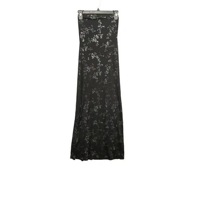 Wild Cat Y2K Vintage Silver Floral Black Sleeveless Maxi Dress Women’s SZ Medium - Image 1 of 4