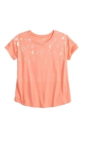 SO Girls Orange Star Sun Moon Short Sleeve Tee T-shirt Size Large - Picture 1 of 1