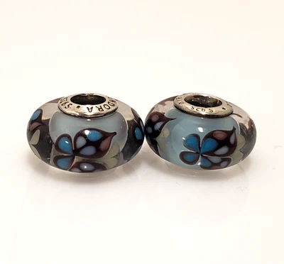 Set of 2 Pandora Sterling Silver Butterfly Kisses Murano Glass Charms 791622 - Image 1 of 4