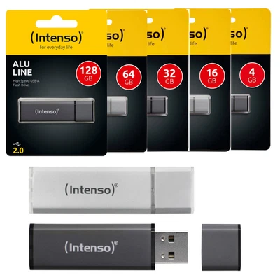 Intenso USB Stick Alu Line 4 8 16 32 64 128 GB Flash Drive Speicherstick USB 2.0 - Bild 1 von 4