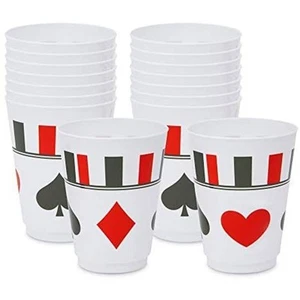 16 oz Plastic Poker Tumbler Cups, Casino Party Decorations (16 Pack) - Picture 1 of 7