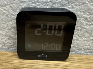 Braun BN-BC08B 2.3" Black Digital LCD Travel Quartz Alarm Clock Square Working - Picture 1 of 7