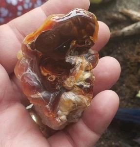Fire Agate Polished Top Specimen Mineral Rock 122 Grams - Picture 1 of 15