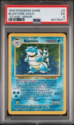 1999 Pokemon Game Blastoise - Holo #2 "Stage" Error PSA 5 - Image 1 of 2