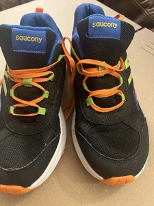 Saucony Boys/youth Size 5 Cohesion Running Shoe, Black Multi Neon - Picture 1 of 8