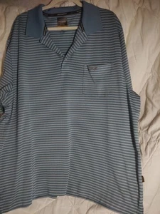 Greg Norman Tasso Elba Five Iron Play Dry Blue Striped Mens Polo Shirt SZ XxL - Picture 1 of 3