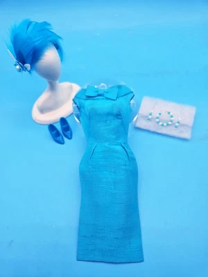 Ropa Barbie Vintage VESTIDO VAINA SEDA TURQUESA ¡PERFECTO ESTADO!! Foto 1 de 4