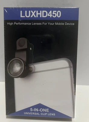 Universal 5-in-1 Photo Clip Lens LUXHD450 -Tablets-Cell Phone-Fisheye New Sealed - Image 1 of 4
