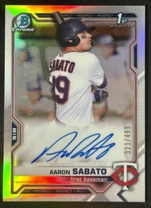 2021 Bowman Chrome 1st Refractor Auto Aaron Sabato 323/499 CPA-AS Twins - Picture 1 of 3