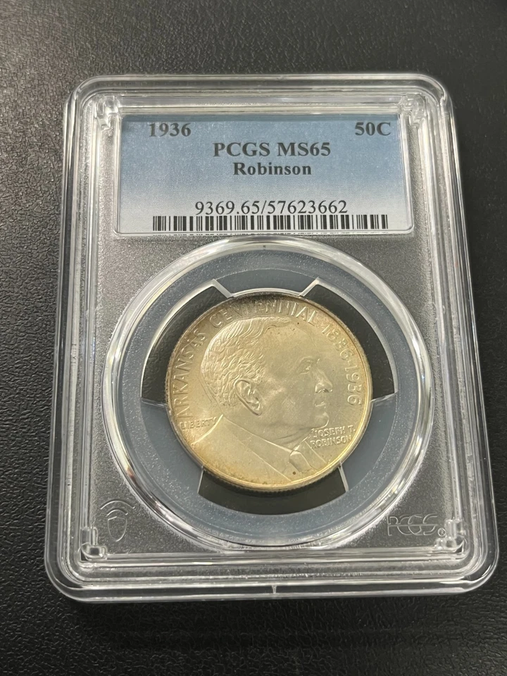 1936 ROBINSON COMMEMORATIVE HALF DOLLAR PCGS MS-65 - UNCIRCULATED - SLAB - 50C - Image 1 of 2