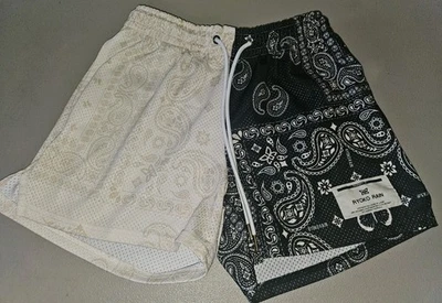 Pantalones Cortos de Lluvia Ryoko M Blanco y Negro Malla Cachemira 4" Baloncesto Elastizados EE. UU. Adolescente Foto 1 de 4