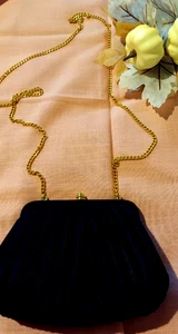 Sasha Vintage Clutch schwarz Satin Plissee - Bild 1 von 7
