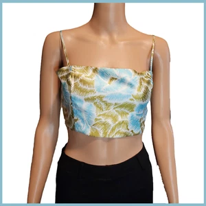 1. STATE Sketched Floral Print Square Neck Sleeveless Cropped Top NWT White Med - Picture 1 of 10