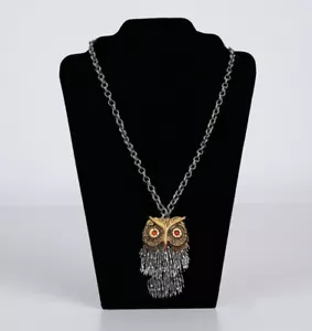 Nuevo con etiquetas Collar Colgante 26" Pájaro Búho Latón/Plata XL Lucky Brand NUEVO - Imagen 1 de 5