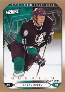 2005-06 UPPER DECK VICTORY COREY PERRY RC /100 GOLD ROOKIES #281 05-06
