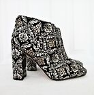 Sam Edelman Size 9 M Cambell Black/Gold Damask Jacquard Zip Ankle Boots