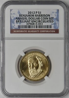 2012-P $1 Benjamin Harrison - NGC BU Error Label "BENJAMIM" Typo - ✪COINGIANTS✪ - Image 1 of 2