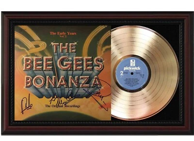 Bee Gees Bonanza Framed Cherry wood Reproduction Signature LP Record Display. - Image 1 of 4