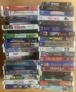 Huge VHS Lot 36 Big Kid Movies, Flubber, Sand Lot, Hook, Mouse Hunt, Mr. Mom, ++ - Picture 1 of 9