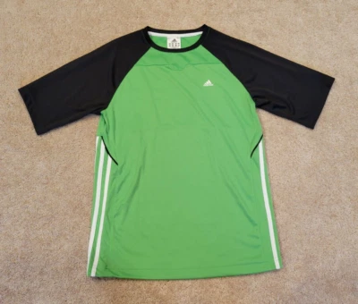 Camisa de rendimiento Adidas ClimaLite verde/negro para niños, talla XL Foto 1 de 2