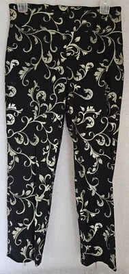 Pantalones Joseph Ribkoff Mujer Talla 12 Negro Plata Floral NUEVO Foto 1 de 4