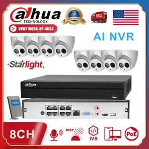 Dahua 8CH 6MP Security IP Camera System Kit Starlight MIC POE 4K 12MP AI NVR Lot - Zdjęcie 1 z 25