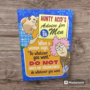 Aunty Acid Advice For Men Birthday Funny Humor Him Man Friend Leanin Tree - Picture 1 of 2