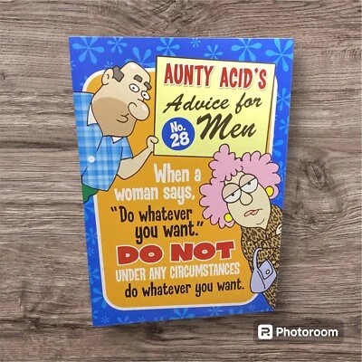 Aunty Acid Advice For Men Birthday Funny Humor Him Man Friend Leanin Tree  - Image 1 of 2