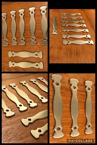 5 Handle Backplates Gothic English Satin Silver Cabinet Door Drawer Vintage - Picture 1 of 8