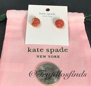 Kate Spade Apple Of My Eye Red Pave Red Apple Stud Earrings New