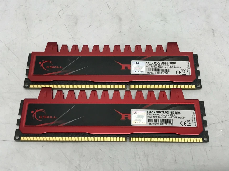 G.Skill Ripjaws 8GB Kit (2x 4GB) DDR3 1600MHz Desktop RAM F3-12800CL9D-8GBRL - Image 1 of 4