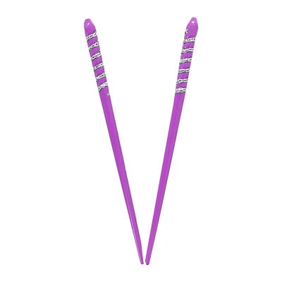 7 inch Long Plastic Hair Sticks with Silver Swirl for Women - Image 1 of 4