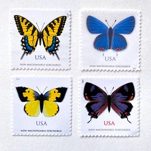 US Non-Machineable Rate Butterflies - Set of 4 Single Stamps 4999 5346 5136 5568 - Picture 1 of 7