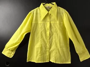 Vintage Korean 1960s Champions Yellow Blouse Dagger Collar Semi Sheer AU 12 - Picture 1 of 8