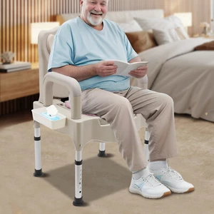 Silla de inodoro cómoda asiento de baño ajustable en altura de alta resistencia 250 kg adulto mayor - Imagen 1 de 16