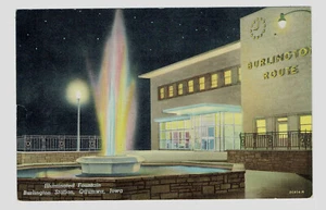 Ottumwa Iowa Burlington Station illuminated fountain - Picture 1 of 2