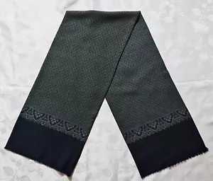 BUFANDA CABALLERO SCHUBERT MUNCHEN VINTAGE AUTÉNTICA LANA GEOMÉTRICA BL DOBLE LARGO HOMBRE - Imagen 1 de 5