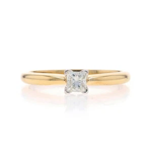 Yellow Gold Diamond Solitaire Engagement Ring - 14k Princess 0.25ct - Picture 1 of 9