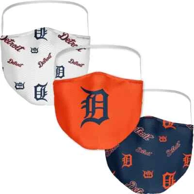 Detroit Tigers 3-Pack Official MLB Washable Reusable Face Mask – Licensed - Image 1 of 4