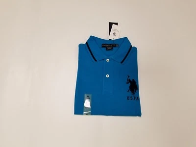 US Polo ASSN Boy's Big Logo Polo Shirt, Short Sleeve, (M 10-12), TEAL BLUE, New - Image 1 of 4