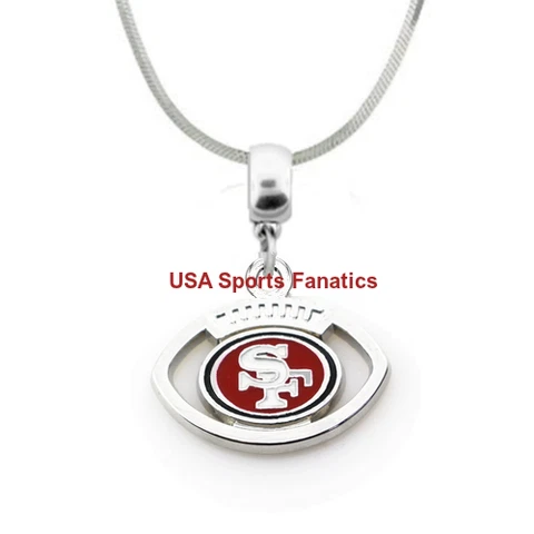 San Francisco 49ers Football Logo Pendant Necklace On A 925 Snake Chain Cover